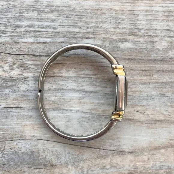 Willow Bay Two Tone Square Watch Roman Dial Bracelet Petite Hinge Antique Vtg - Picture 7 of 8